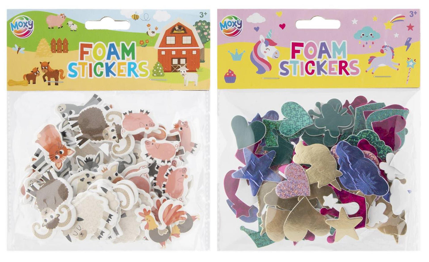 Moxy pak foam stickers, 2 assorti