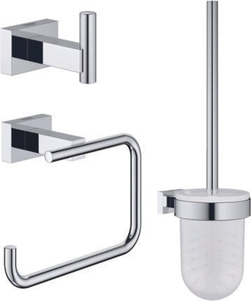 Set accessori Grohe Essentials Cube - portarotolo - set scopino - gancio porta asciugamani - cromato