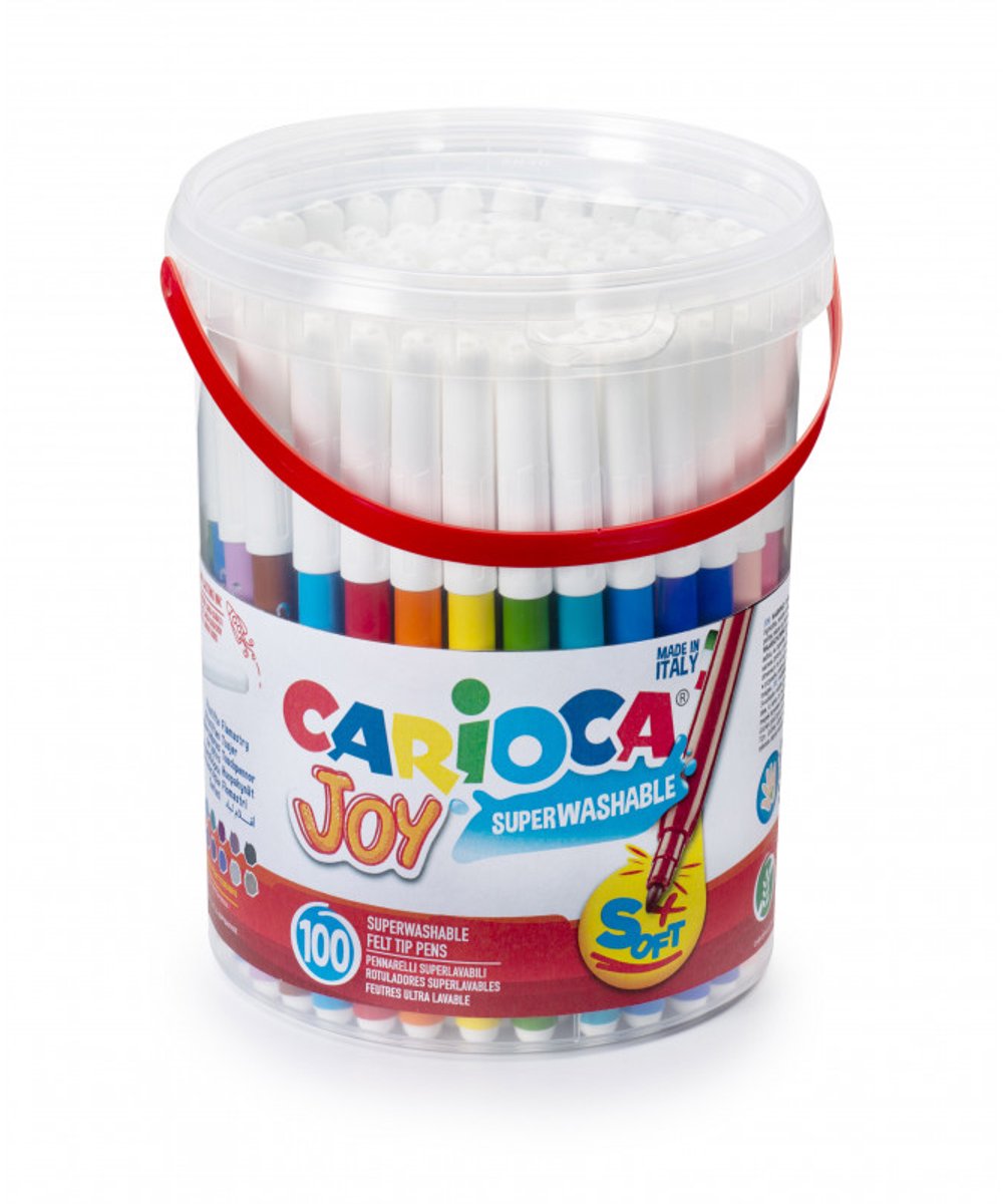 Pennarelli carioca gioia - barattolo da 100 pezzi - punta maxi 6 mm - lavabili - pennarelli da colorare per bambini