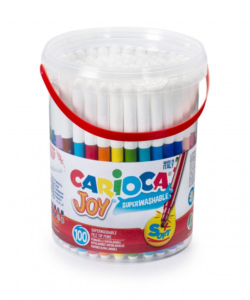 Pennarelli carioca gioia - barattolo da 100 pezzi - punta maxi 6 mm - lavabili - pennarelli da colorare per bambini