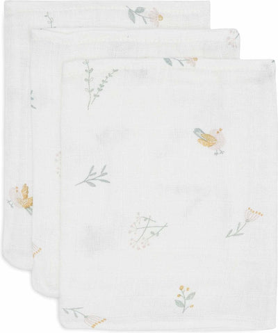 Jollein - salvietta idrofila per bambini - cotone - 3 pezzi - uccelli adorabili - salvietta per bambini, salviette idrofile -15x20 cm
