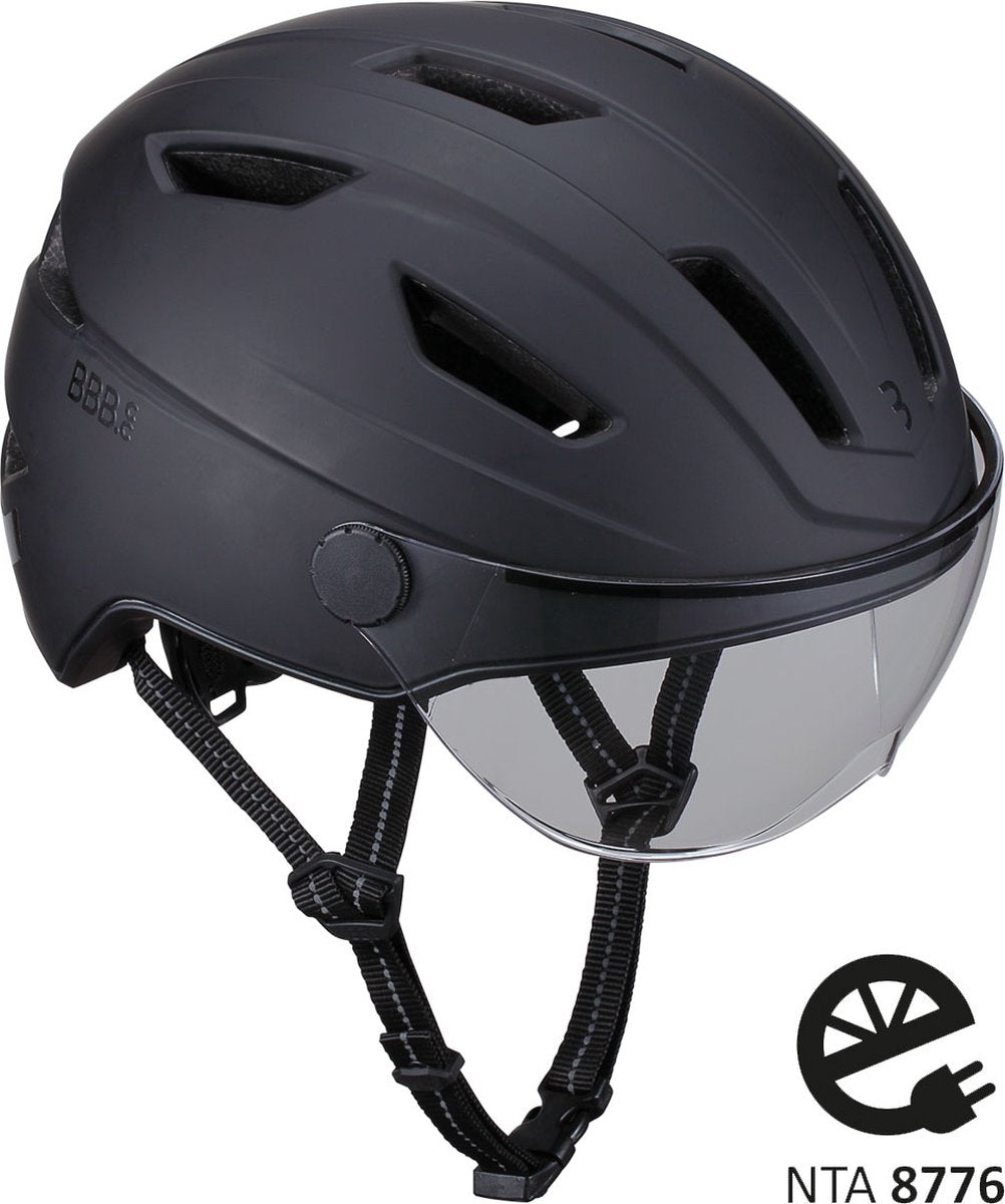 Bbb cycling move faceshield transparant fietshelm bhe-57 - speed pedelec, e-bike snorfiets - nta 8776 - mat zwart - maat m