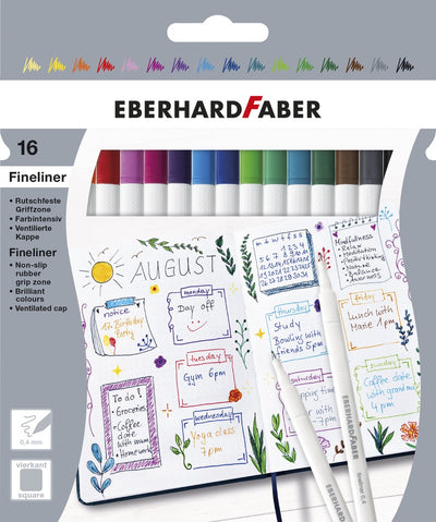 Fineliner Eberhard faber - 16 pezzi - 0,4 mm - custodia in cartone - ef-551516
