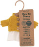 Muñecas Miniland ml: conjunto de ropa blanco ocre para niña 21cm, 3 piezas, vestido, chaleco y pantalón, con perchero, 3+