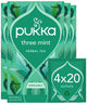 Tè Pukka tre menta - 80 bustine di tè - tisana biologica - 4 x 20 bustine - confezione risparmio di tè