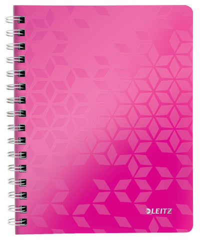 Leitz wow spiral bound a5 notebook - 80 sheets - ruled - pink