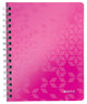 Leitz wow cuaderno a5 encuadernado en espiral - 80 hojas - rayas - rosa