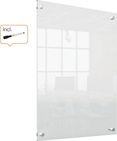 Nobo portable, dry erase mini wall whiteboard - 600 x 450 millimeters - including whiteboard marker - transparent acrylic