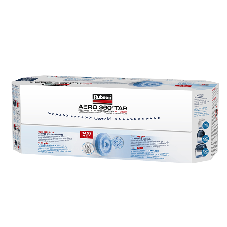 Rubson aero 360 navullingen neutral 6 stuks | vochtopnemer luchtontvochtiger navulling | vochtopnemer navul tabs | kamer ontvochtiger vochtopnemer tabs | badkamer luchtontvochter.