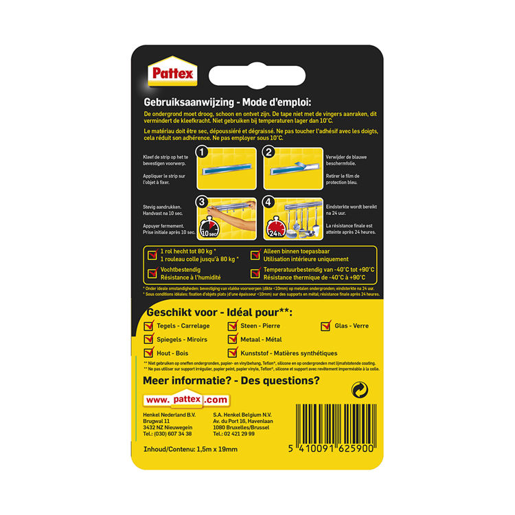 Pattex 1006953 - nastro di montaggio super 80 kg | 12 pezzi