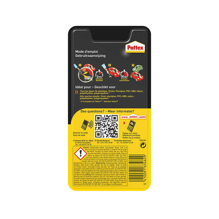 Pattex 1002444 - superpegamento para plásticos | 12 piezas