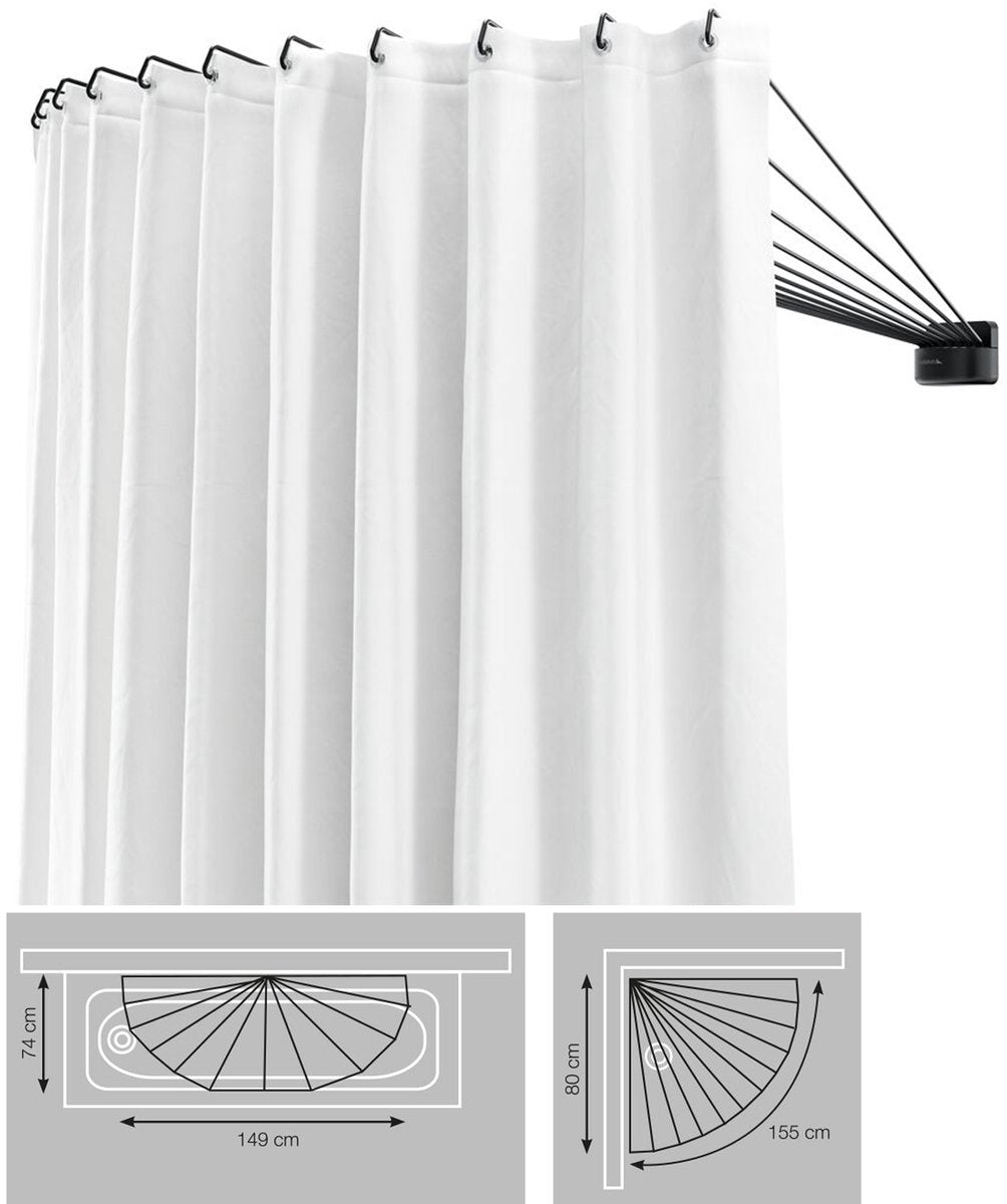 Sealskin swing - juego de barras para cortina de ducha - redondas - 12 barras - flexibles para usar en esquinas o paredes planas - negro