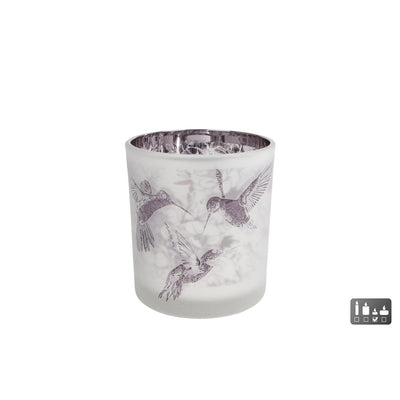 Porta di tealight Hummingbird S Glass marrone bianco 7.5x7,5x8 cm