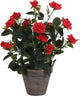 Mica decorations artificial plant - roses - red - in gray pot - 33 cm