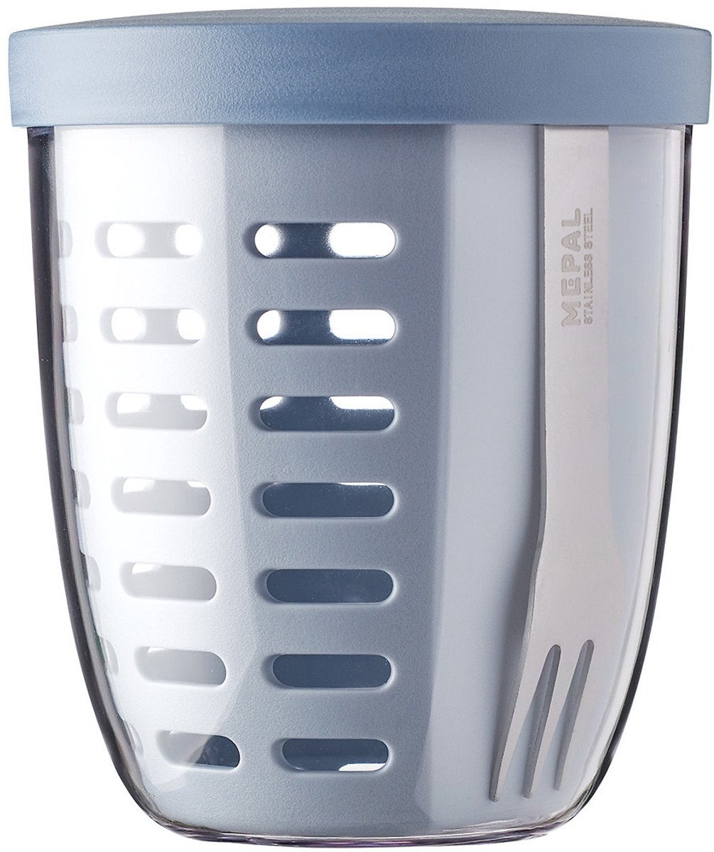 Mepal - ellipse fruit veggie pot - 600 ml - incl. vorkje - nordic blue