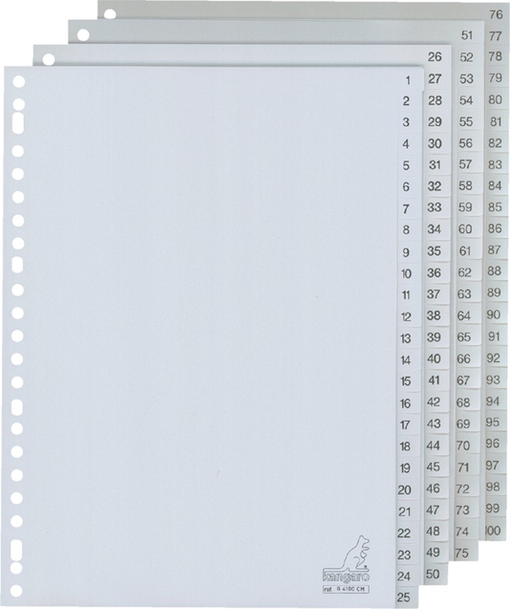 Linguette canguro pp g100cm a4 120 micron grigio 4-serie 1-100 23 fori stampate