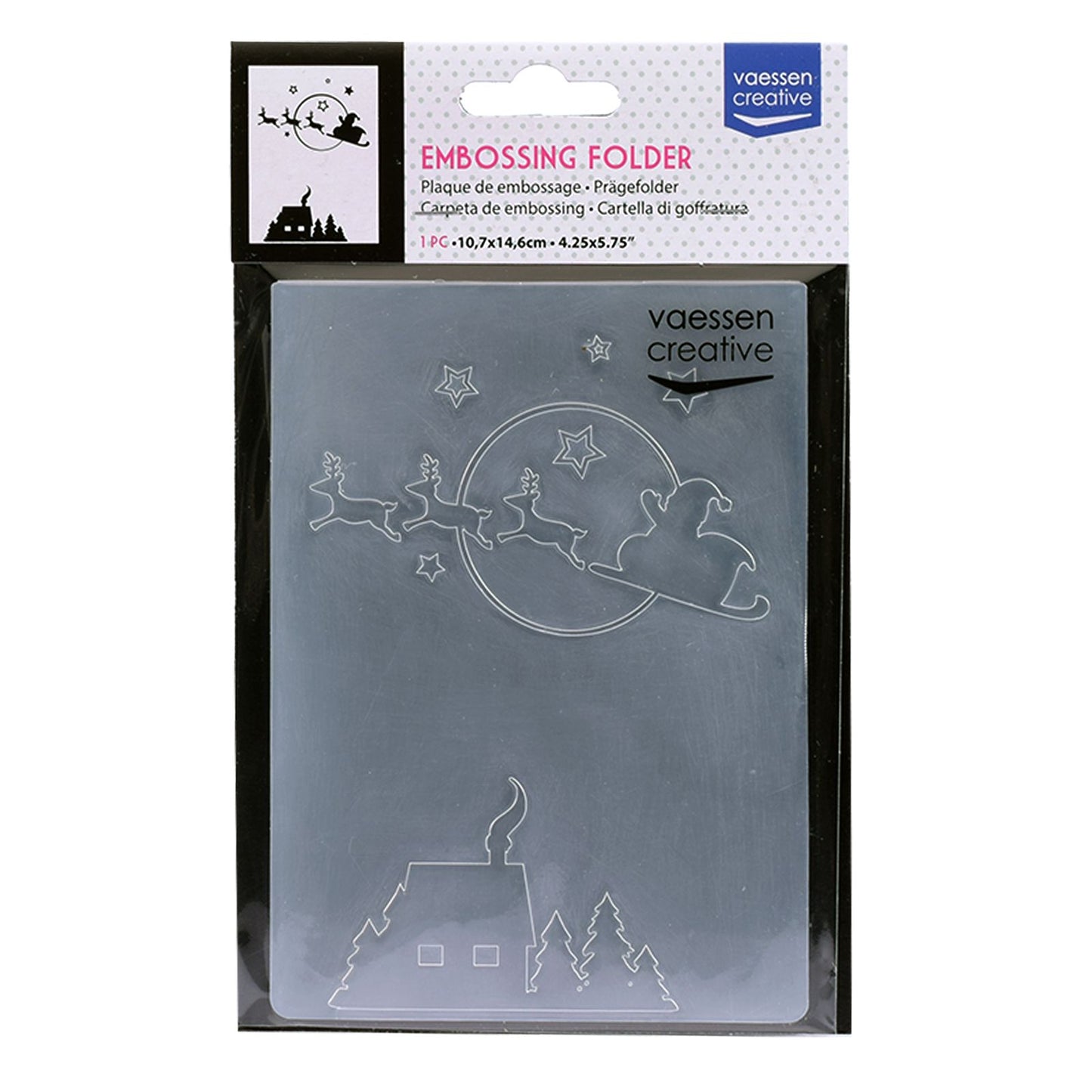 Vaessen creative • cartella per embossing Slitta volante di Babbo Natale