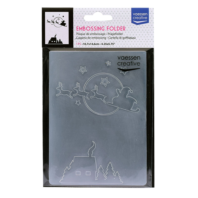 Vaessen creative • cartella per embossing Slitta volante di Babbo Natale