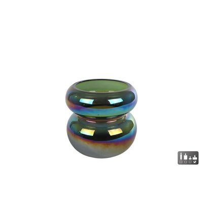 Cozydecor farol erik vidrio verde metalizado 9x9cm