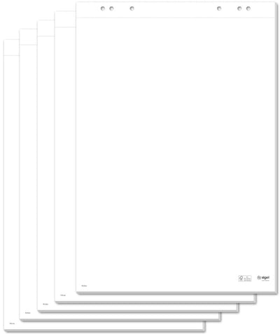 Blocco per lavagna a fogli mobili Sigel meet up - 80g 68x98cm vuoto, 5 set da 20 fogli con perforazione - si-mu166