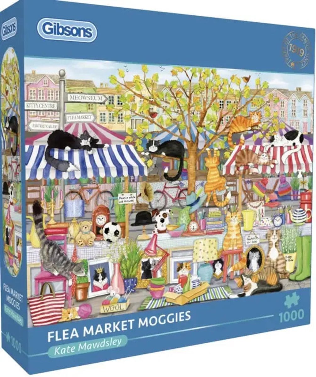 Gibsons jigsaw puzzle flea market moggies 1000 pieces cats animals.