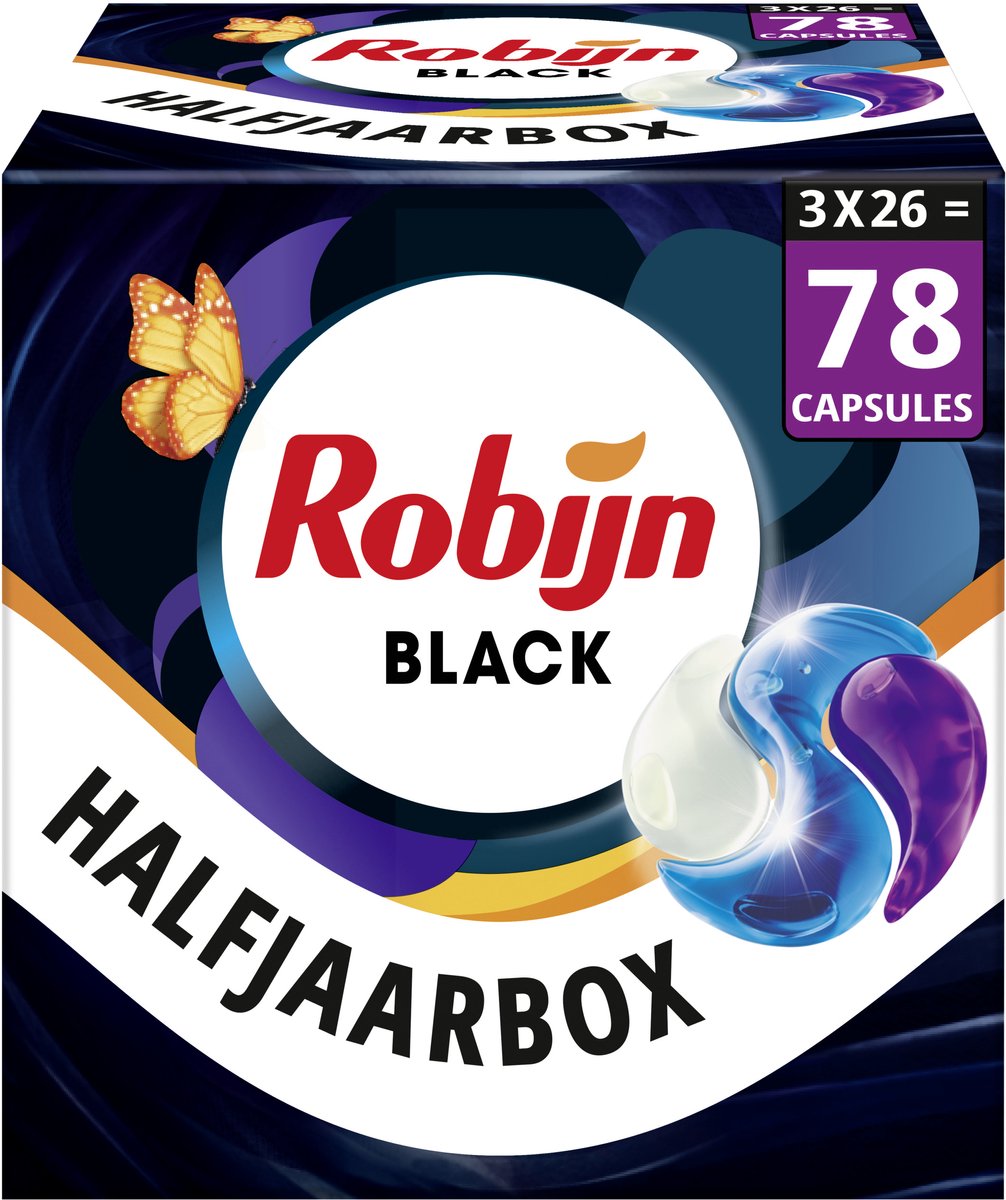 Robijn - detersivo - capsule di lavaggio 3 in 1 - velluto nero - 3 x 26 pezzi - 78 lavaggi - confezione risparmio