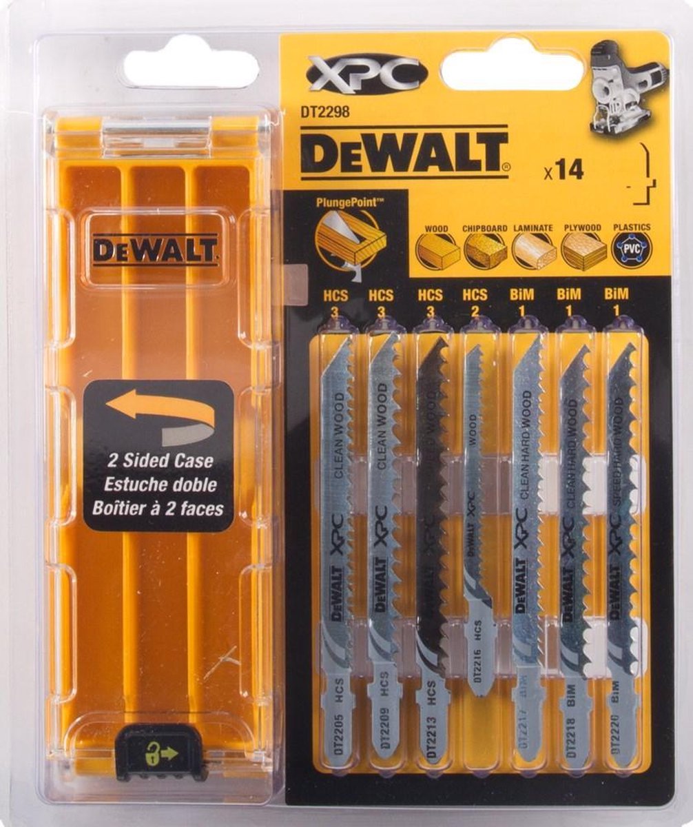 Dewalt accessories cassette 14-piece xpc® saw blades for wood (dt2205 x 3, dt2209 x 3, dt2213 x 3, dt2207 x 1, dt2216 x 1, dt2217 x 1, dt2218 x 1, dt2220 x 1) - dt2298-qz