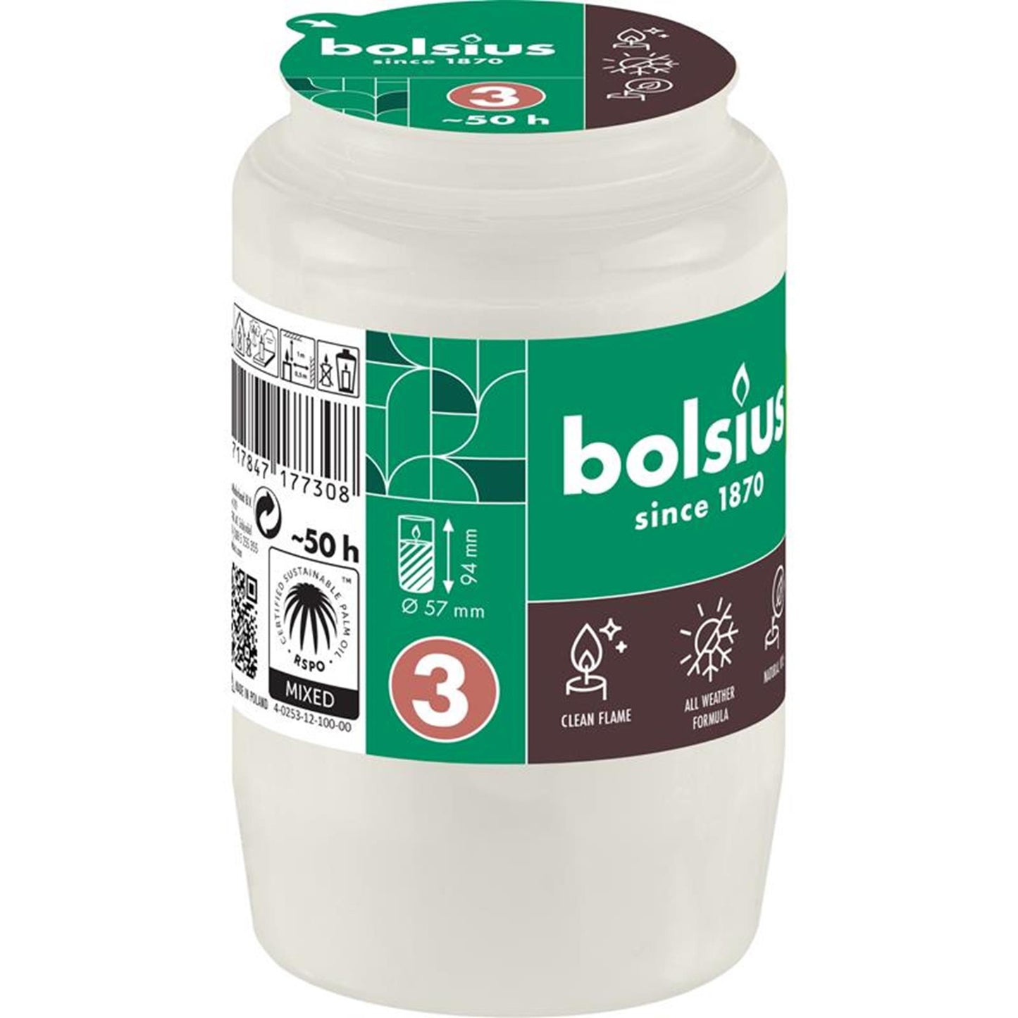 Lampada tombale Bolsius compo n.3 bianca