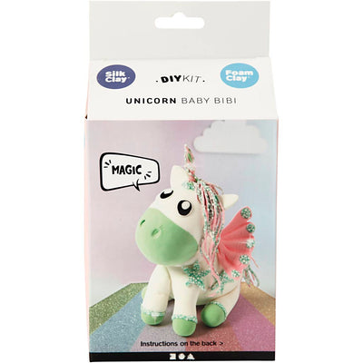 Amici divertenti in Silk Clay, unicorno, verde, 1 scatola