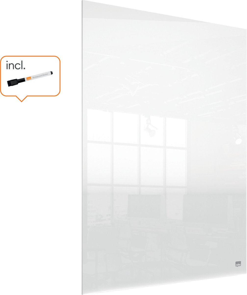Nobo portable, dry erase mini whiteboard for desk or wall - 600 x 450 millimeters - including whiteboard marker and mounting pads - transparent acrylic