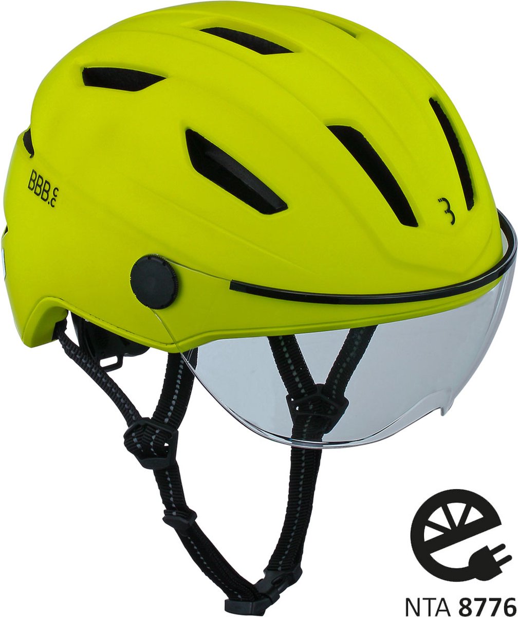 Bbb cycling move faceshield transparant e-bike helm - speed pedelec helm - elektrische fiets - snorfiets - neon geel - maat m - bhe-57
