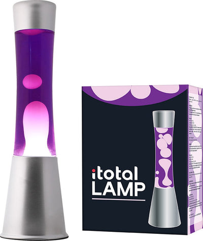 Lampada lava I-total - lampada lava - lampada d'atmosfera - 40x11 cm - vetro alluminio - 30w - viola con lava bianca - grigio argento - xl1792