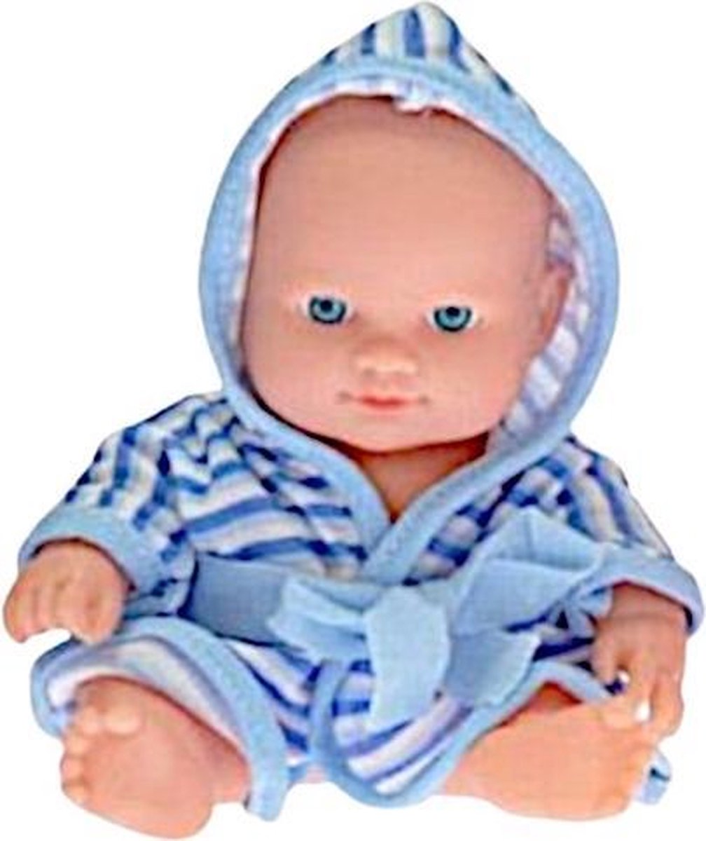 muñeca de bebé con bata de baño, 20 cm