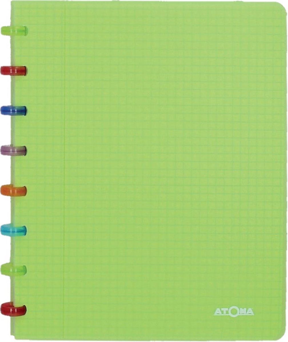 Cuaderno Atoma tutti frutti, ft a5, 144 páginas, cuadros comerciales, verde transparente