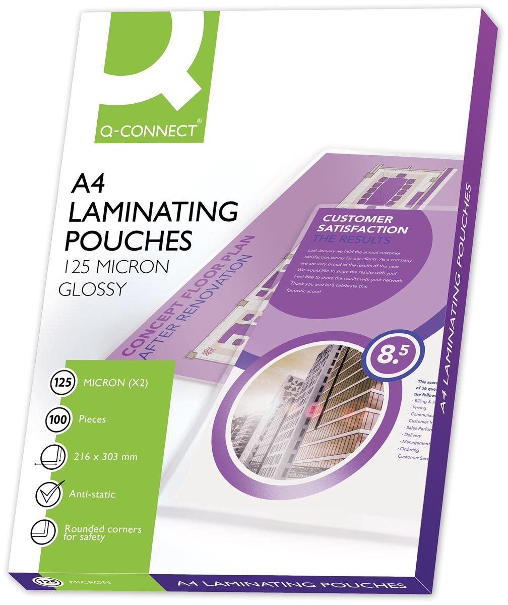 Q-connect lamineeretui a4 250 micron (2x 125 micron) 100 stuks