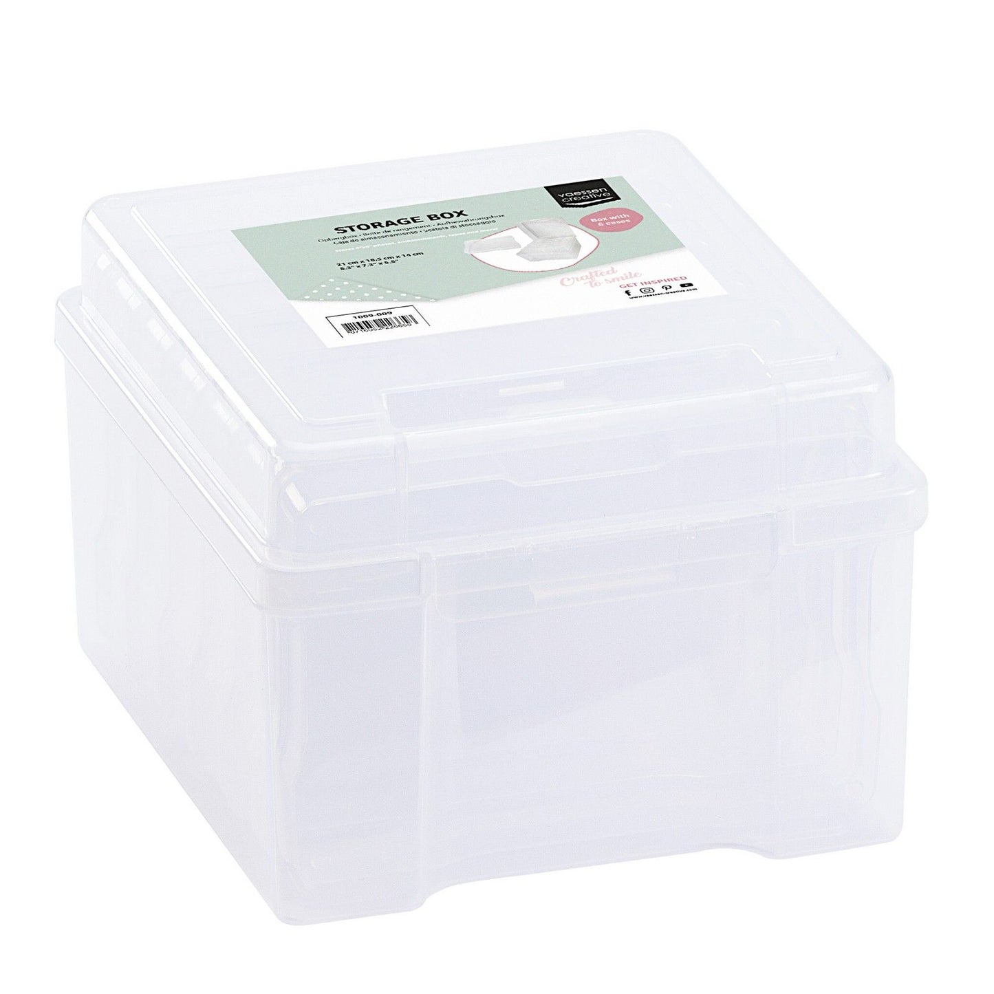 Vaessen creative • scatola portaoggetti con 6 cassette trasparenti