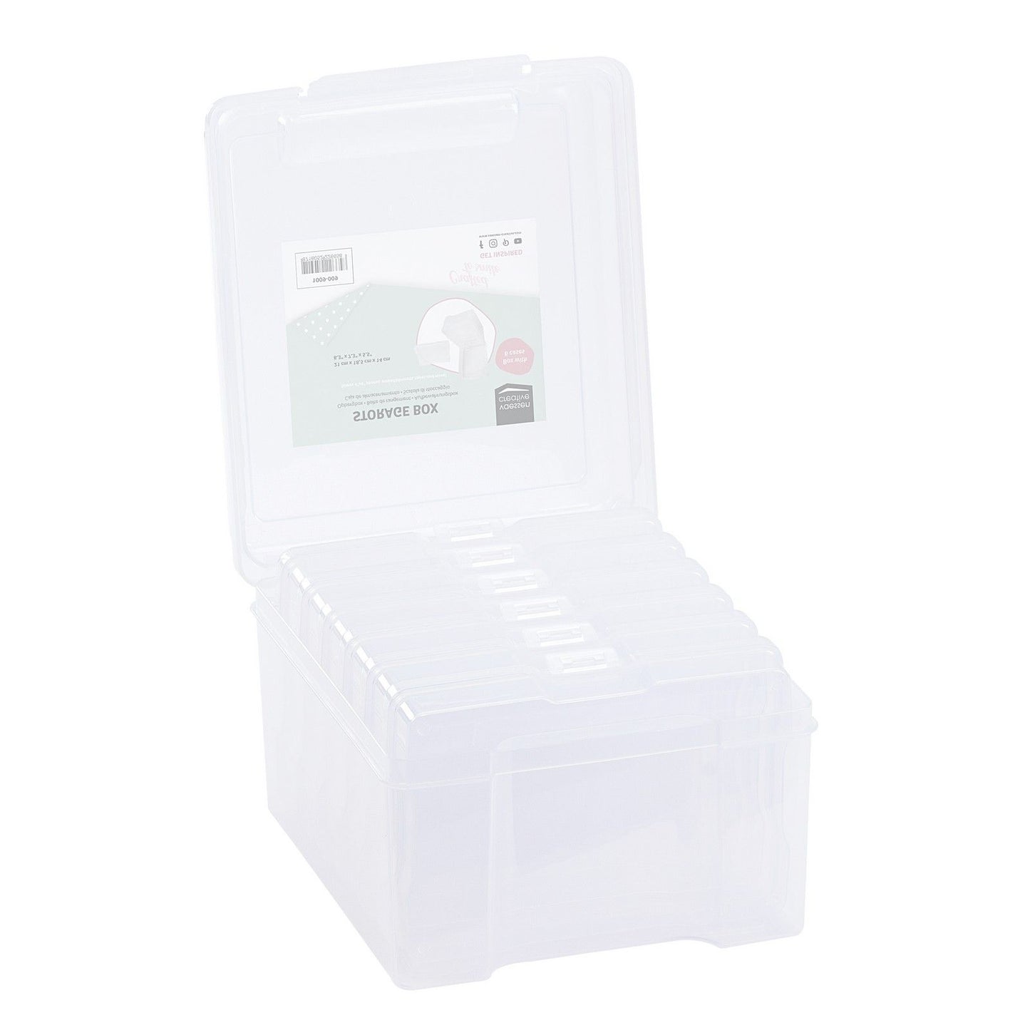 Vaessen creative • scatola portaoggetti con 6 cassette trasparenti