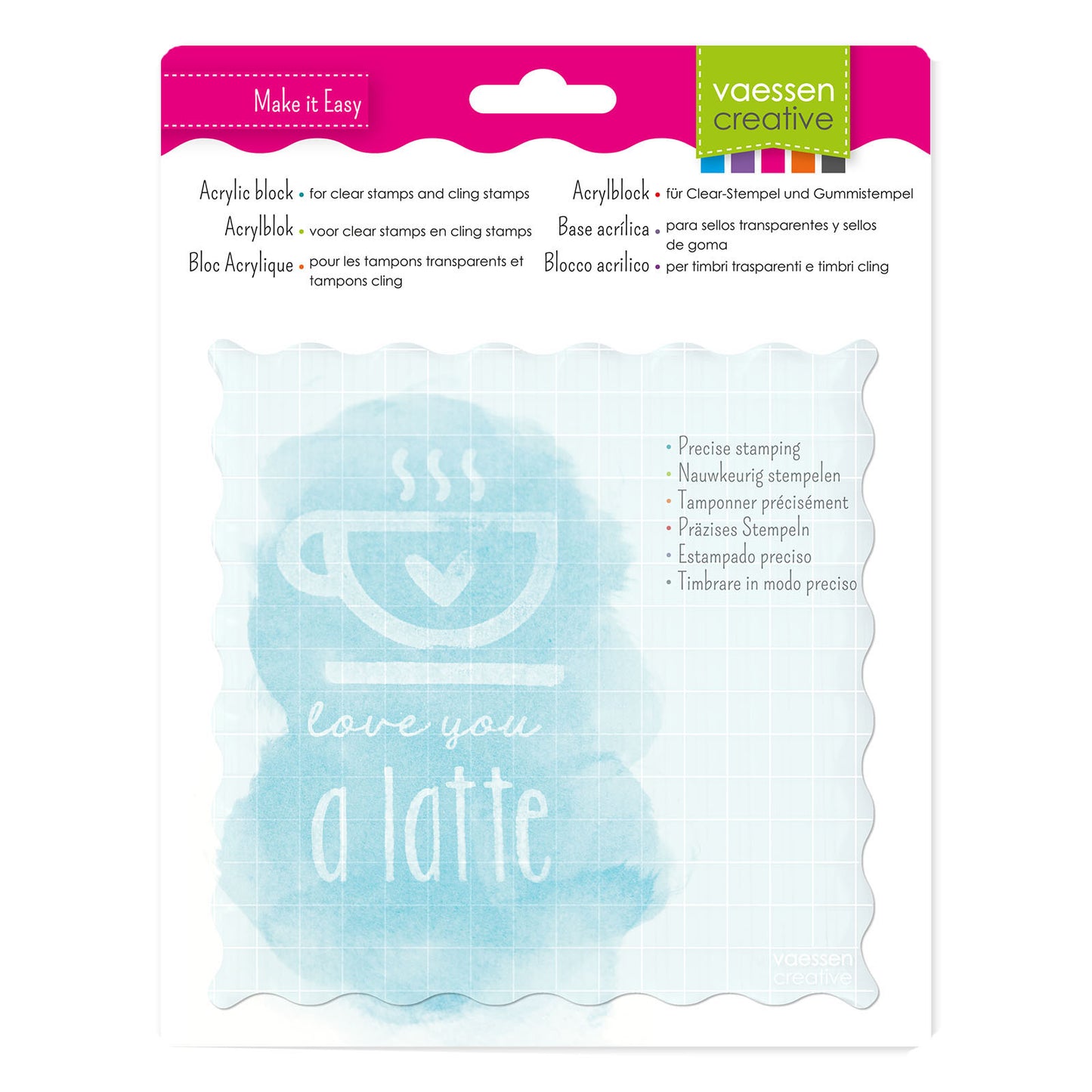 Vaessen creative • blocco per timbri in acrilico 16x16x0,8 cm