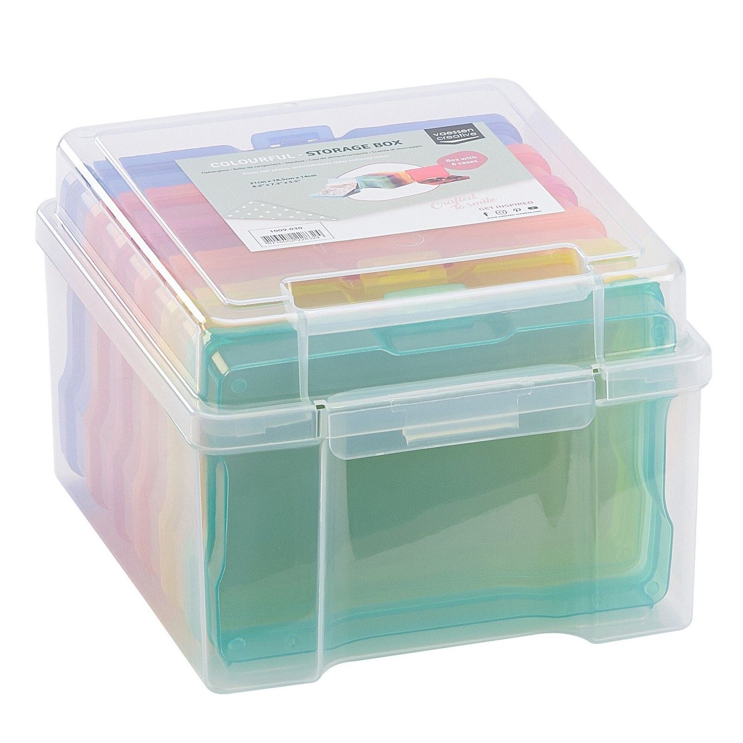 Vaessen creative • opbergbox met 6 cassettes meerdere kleuren