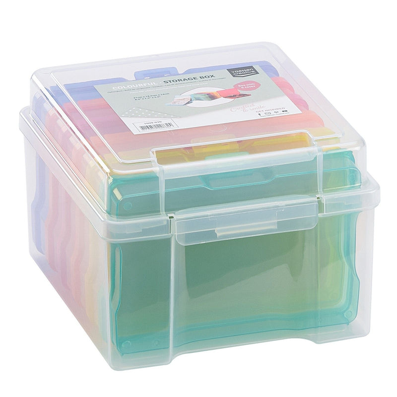 Vaessen creative • opbergbox met 6 cassettes meerdere kleuren