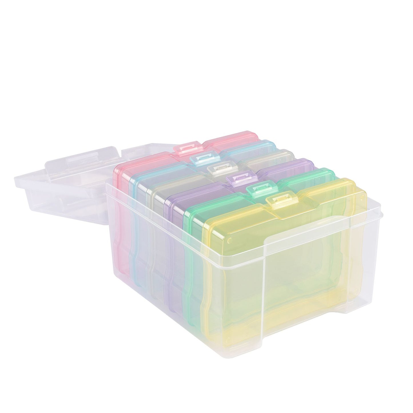 Vaessen creative • scatola portaoggetti con 6 cassette pastello