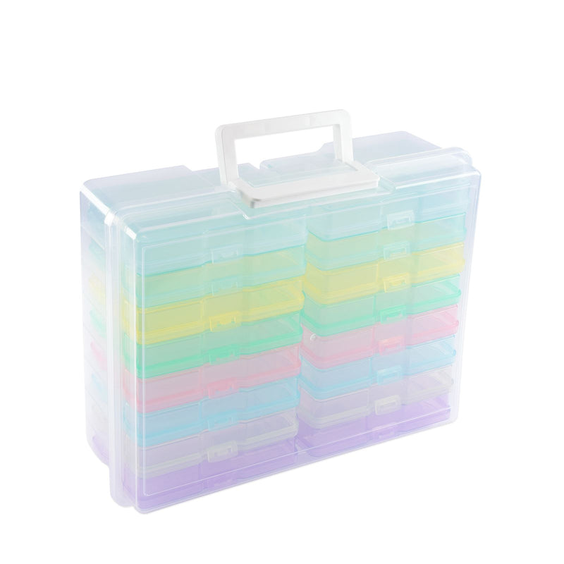 Vaessen creative • scatola portaoggetti con 16 cassette pastello
