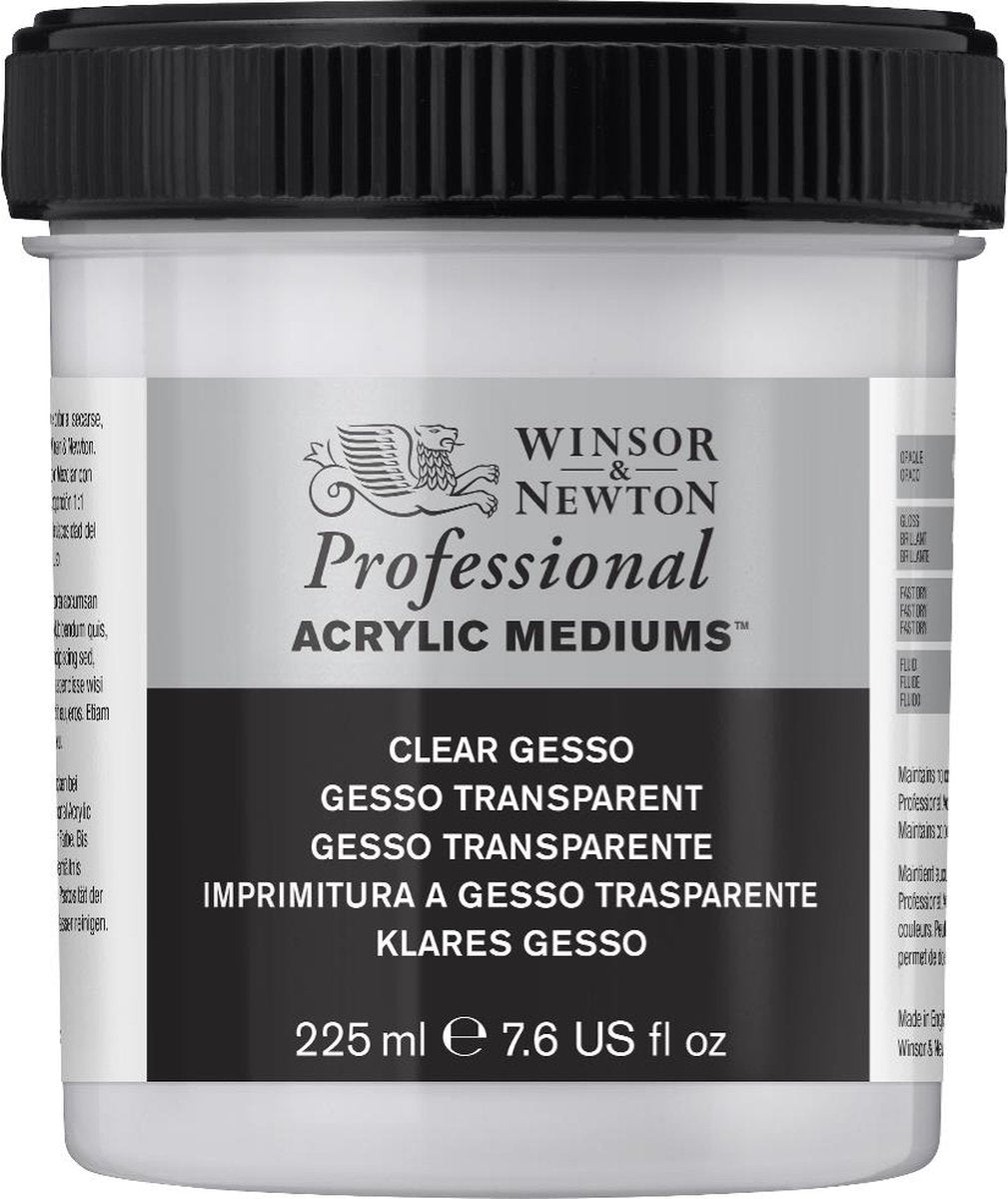 Winsor newton 3040859 professional acrylic clear gesso primer 225 ml – transparante acrylprimer voor acryl- olieverf