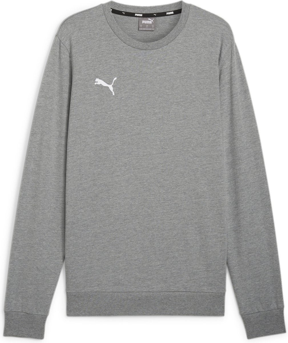 Puma teamgoal casuals sudadera con cuello redondo para hombre - gris medio jaspeado - blanco
