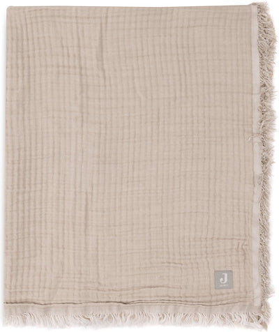Jollein coperta per culla - 120x120 cm - frange - verde oliva avorio - gots