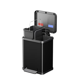 Hailo Hailo 0622-260 Öko Duo Plus M Pedal Bin 2X 9L Plata Negro