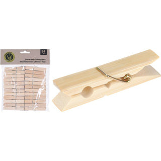 Basic wasknijpers bamboe set 24 stuks | 4 stuks