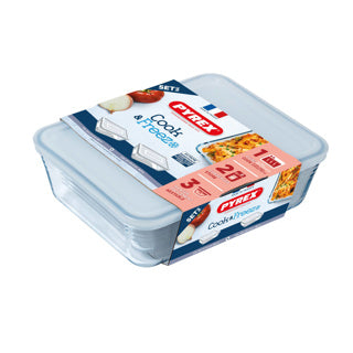 Pyrex Cook Freeze Diseños para hornear Rectángulo Conjunto de 2 22 x 17 y 24 x19 cm