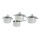 Bk essentials pannenset 4-delig - 16 18 20cm -zonder pfas-vrije antikleeflaag - pannenset inductie - inductie kookpan - rvs pannenset - ovenbestendig tot 230°c - met glazen deksel - zilver