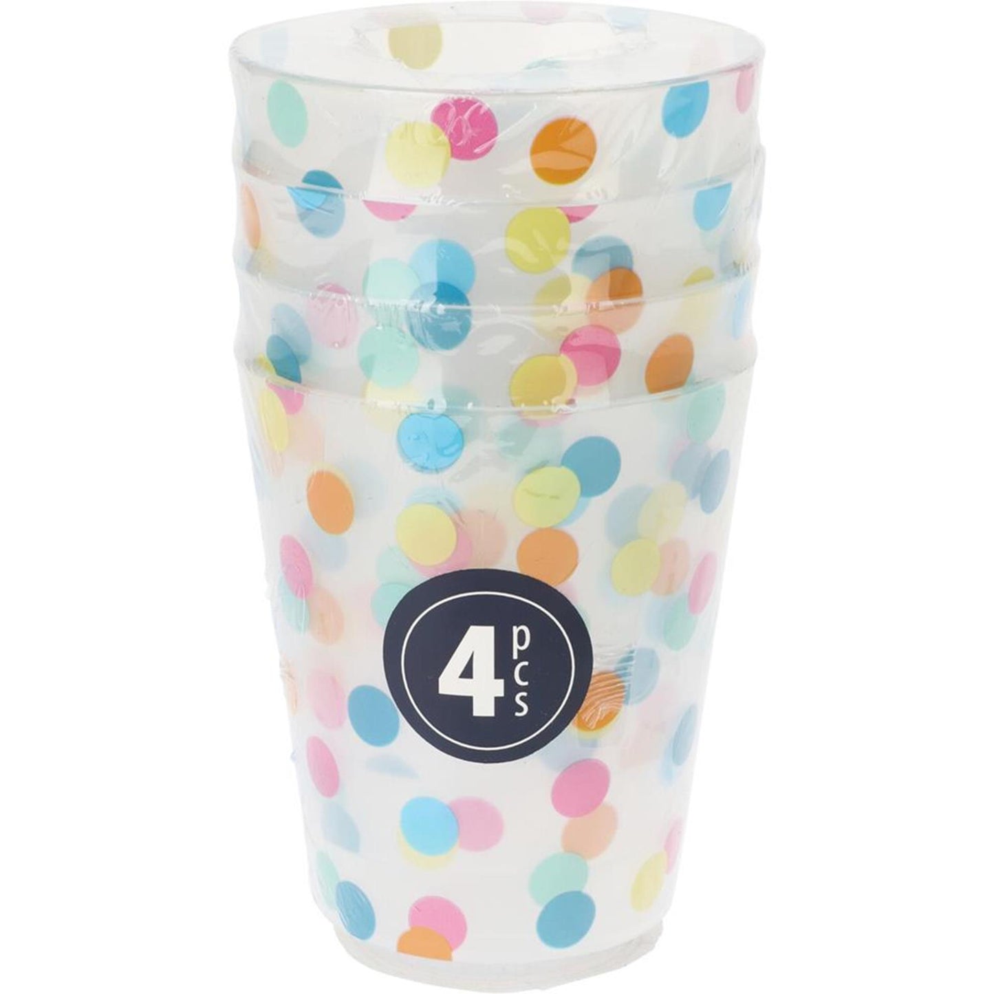Ottimo set bicchieri casalinghi coriandoli 4 pezzi in plastica